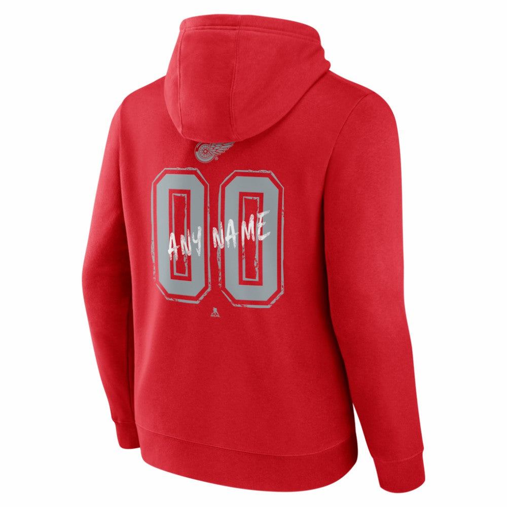 Detroit Red Wings Hustle Personalized Name & Number Hoodie - Red - NHL
