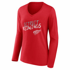 Detroit Red Wings Women's Hustle Personalized Name & Number Long Sleeve V-Neck T-Shirt - Red - NHL