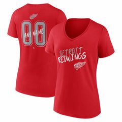 Detroit Red Wings Women's Hustle Personalized Name & Number V-Neck T-Shirt - Red - NHL