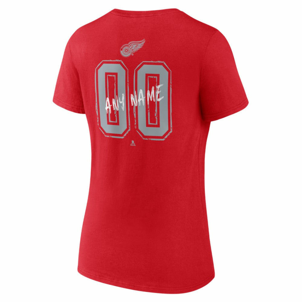 Detroit Red Wings Women's Hustle Personalized Name & Number V-Neck T-Shirt - Red - NHL