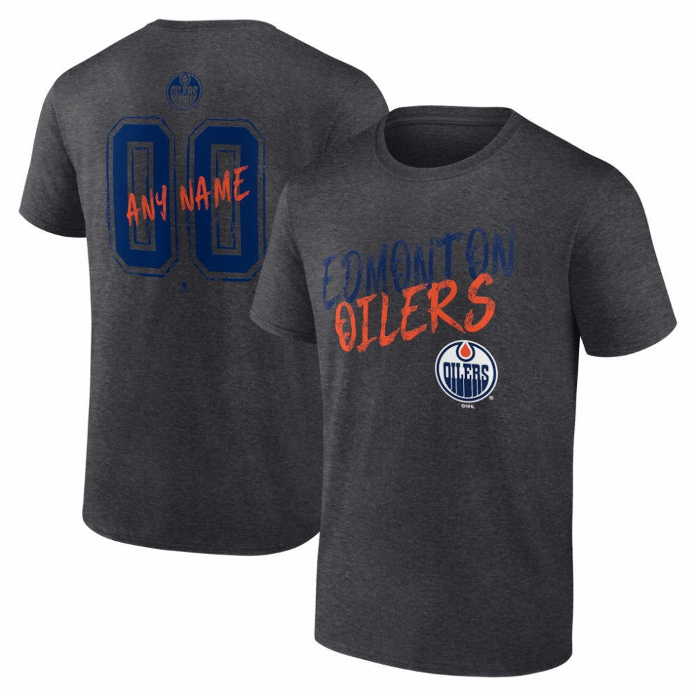 Edmonton Oilers Big & Tall Hustle Personalized Name & Number T-Shirt - Charcoal - NHL