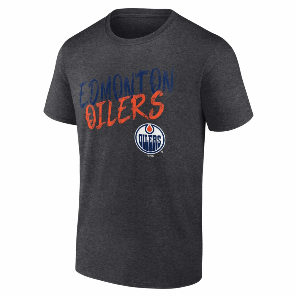 Edmonton Oilers Hustle Personalized Name & Number T-Shirt - Charcoal - NHL