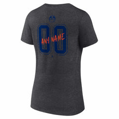 Edmonton Oilers Women's Hustle Personalized Name & Number V-Neck T-Shirt - Charcoal - NHL