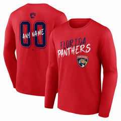 Florida Panthers Hustle Personalized Name & Number Long Sleeve T-Shirt - Red - NHL
