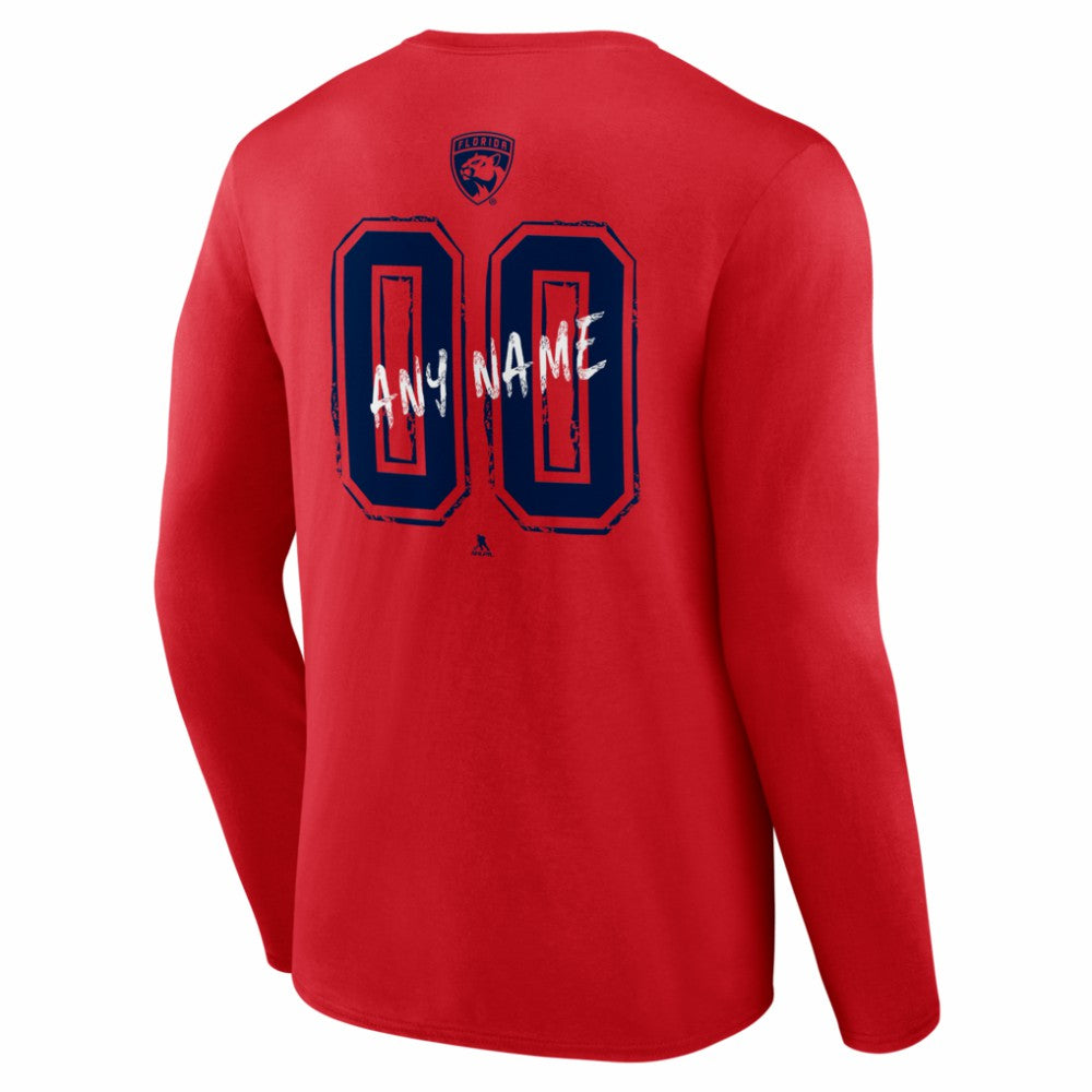 Florida Panthers Hustle Personalized Name & Number Long Sleeve T-Shirt - Red - NHL