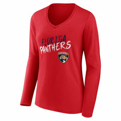 Florida Panthers Women's Hustle Personalized Name & Number Long Sleeve V-Neck T-Shirt - Red - NHL
