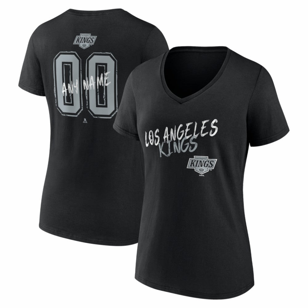 Los Angeles Kings Women's Hustle Personalized Name & Number V-Neck T-Shirt - Black - NHL