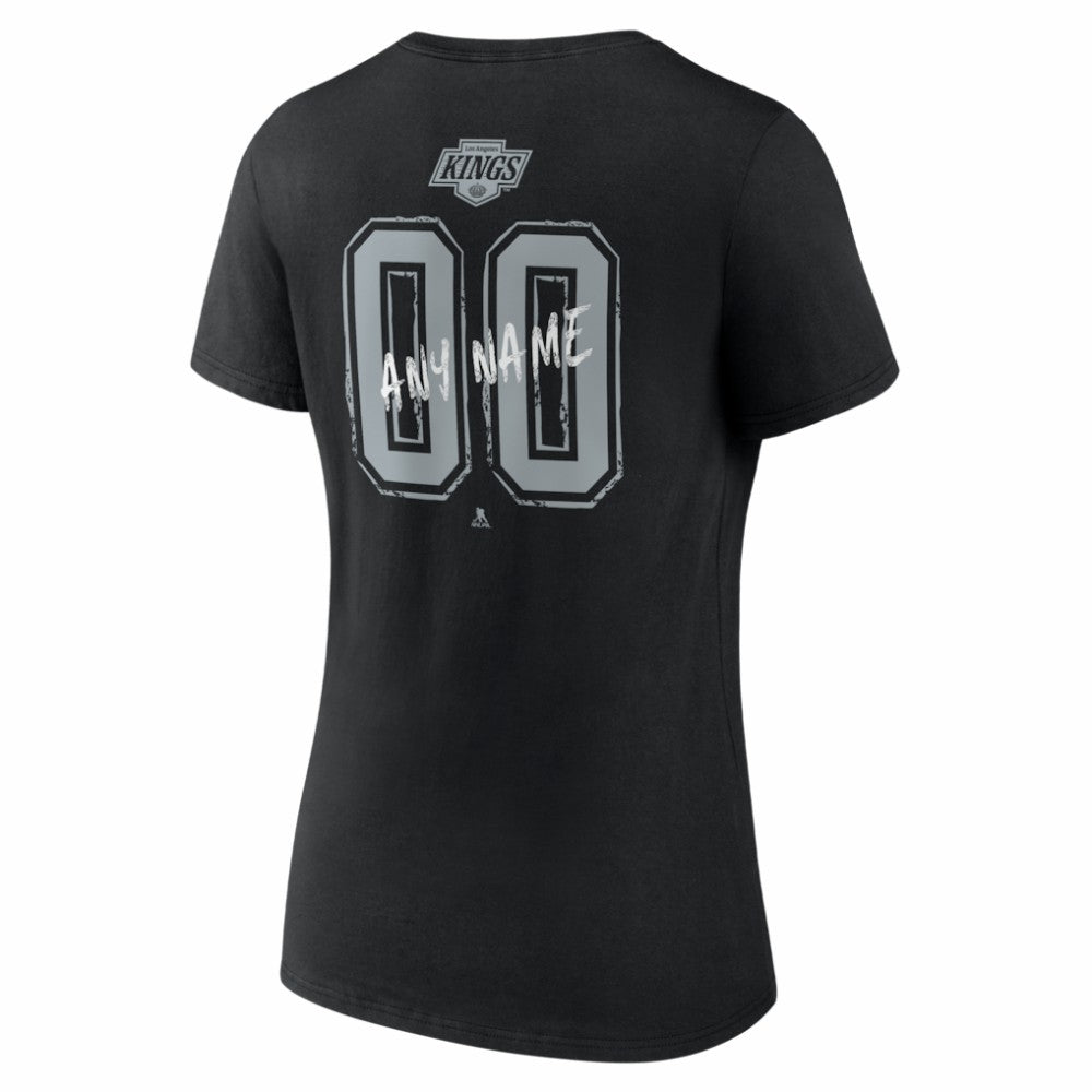 Los Angeles Kings Women's Hustle Personalized Name & Number V-Neck T-Shirt - Black - NHL
