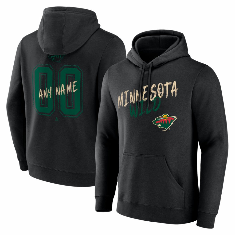 Minnesota Wild Big & Tall Hustle Personalized Name & Number Hoodie - Black - NHL