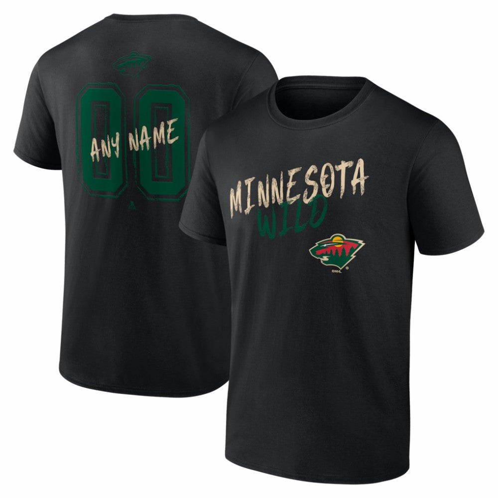 Minnesota Wild Big & Tall Hustle Personalized Name & Number T-Shirt - Black - NHL