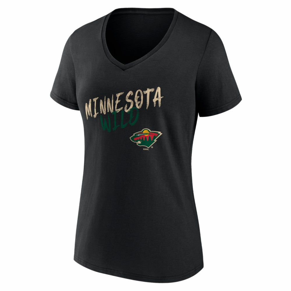 Minnesota Wild Women's Hustle Personalized Name & Number V-Neck T-Shirt - Black - NHL