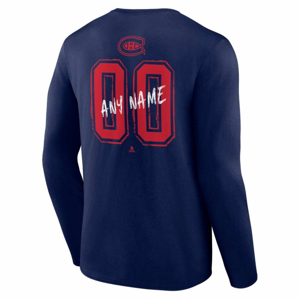 Montreal Canadiens Hustle Personalized Name & Number Long Sleeve T-Shirt - Navy - NHL