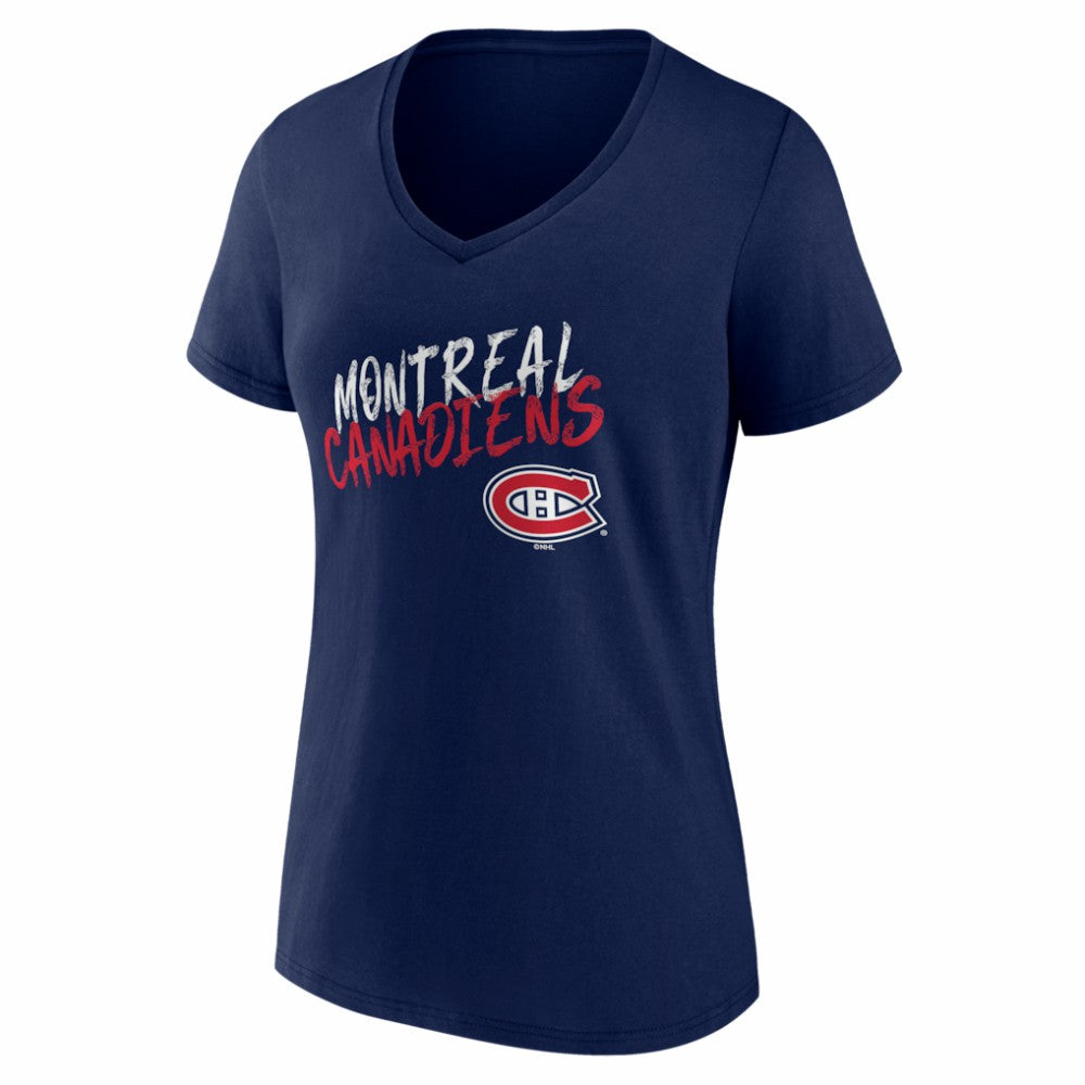 Montreal Canadiens Women's Hustle Personalized Name & Number V-Neck T-Shirt - Navy - NHL