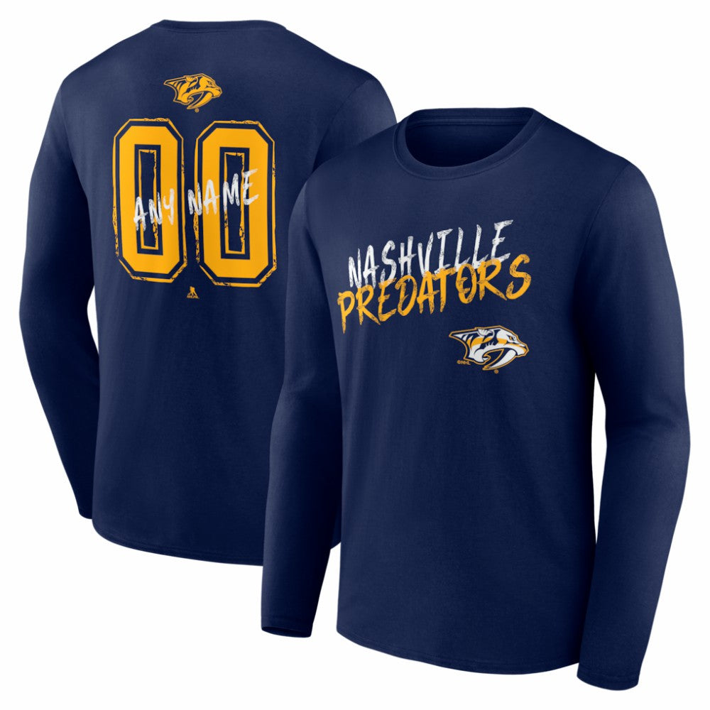 Nashville Predators Hustle Personalized Name & Number Long Sleeve T-Shirt - Navy - NHL