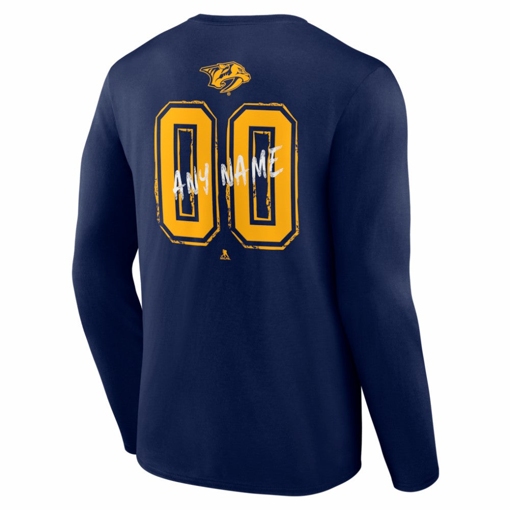 Nashville Predators Hustle Personalized Name & Number Long Sleeve T-Shirt - Navy - NHL