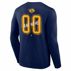 Nashville Predators Hustle Personalized Name & Number Long Sleeve T-Shirt - Navy - NHL