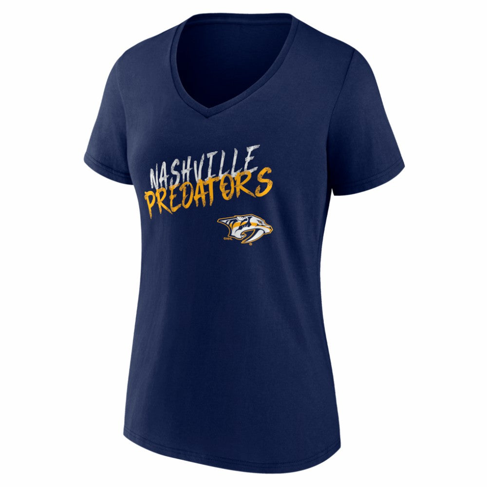 Nashville Predators Women's Hustle Personalized Name & Number V-Neck T-Shirt - Navy - NHL