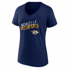 Nashville Predators Women's Hustle Personalized Name & Number V-Neck T-Shirt - Navy - NHL