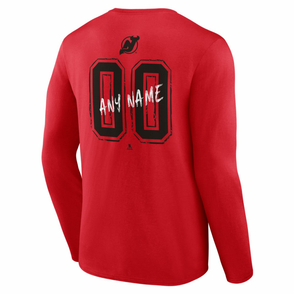 New Jersey Devils Hustle Personalized Name & Number Long Sleeve T-Shirt - Red - NHL