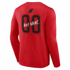 New Jersey Devils Hustle Personalized Name & Number Long Sleeve T-Shirt - Red - NHL