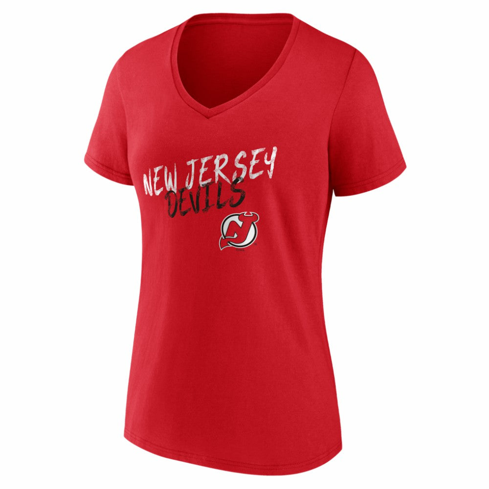 New Jersey Devils Women's Hustle Personalized Name & Number V-Neck T-Shirt - Red - NHL