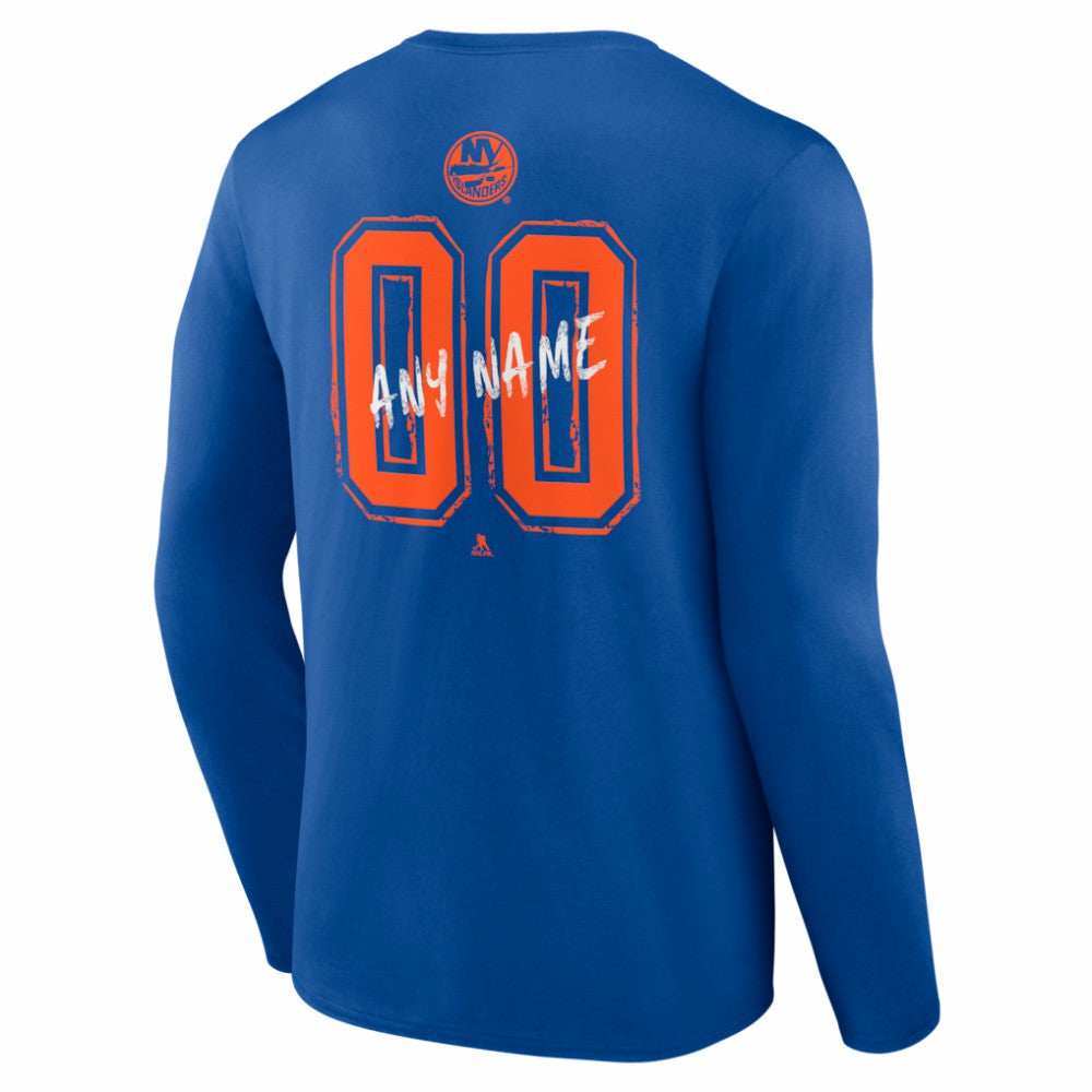 New York Islanders Hustle Personalized Name & Number Long Sleeve T-Shirt - Royal - NHL