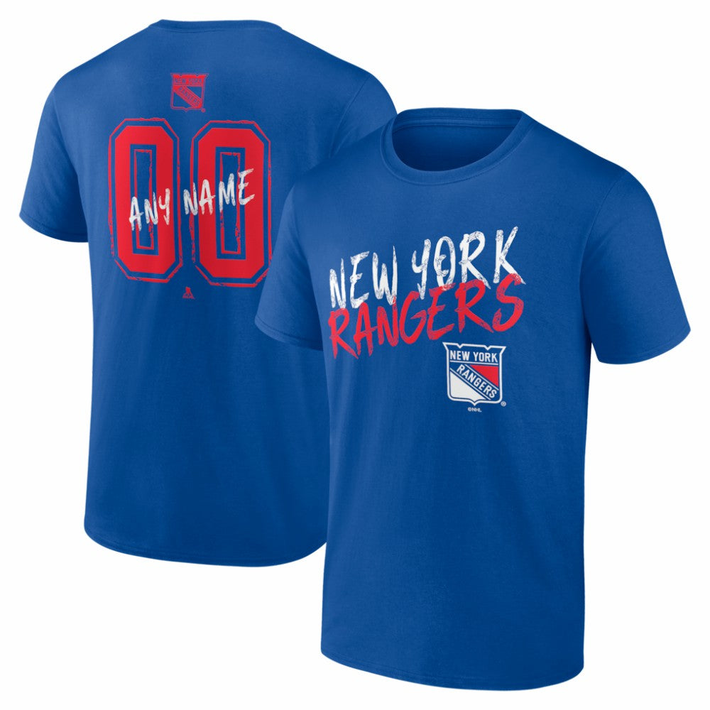 New York Rangers Big & Tall Hustle Personalized Name & Number T-Shirt - Blue - NHL