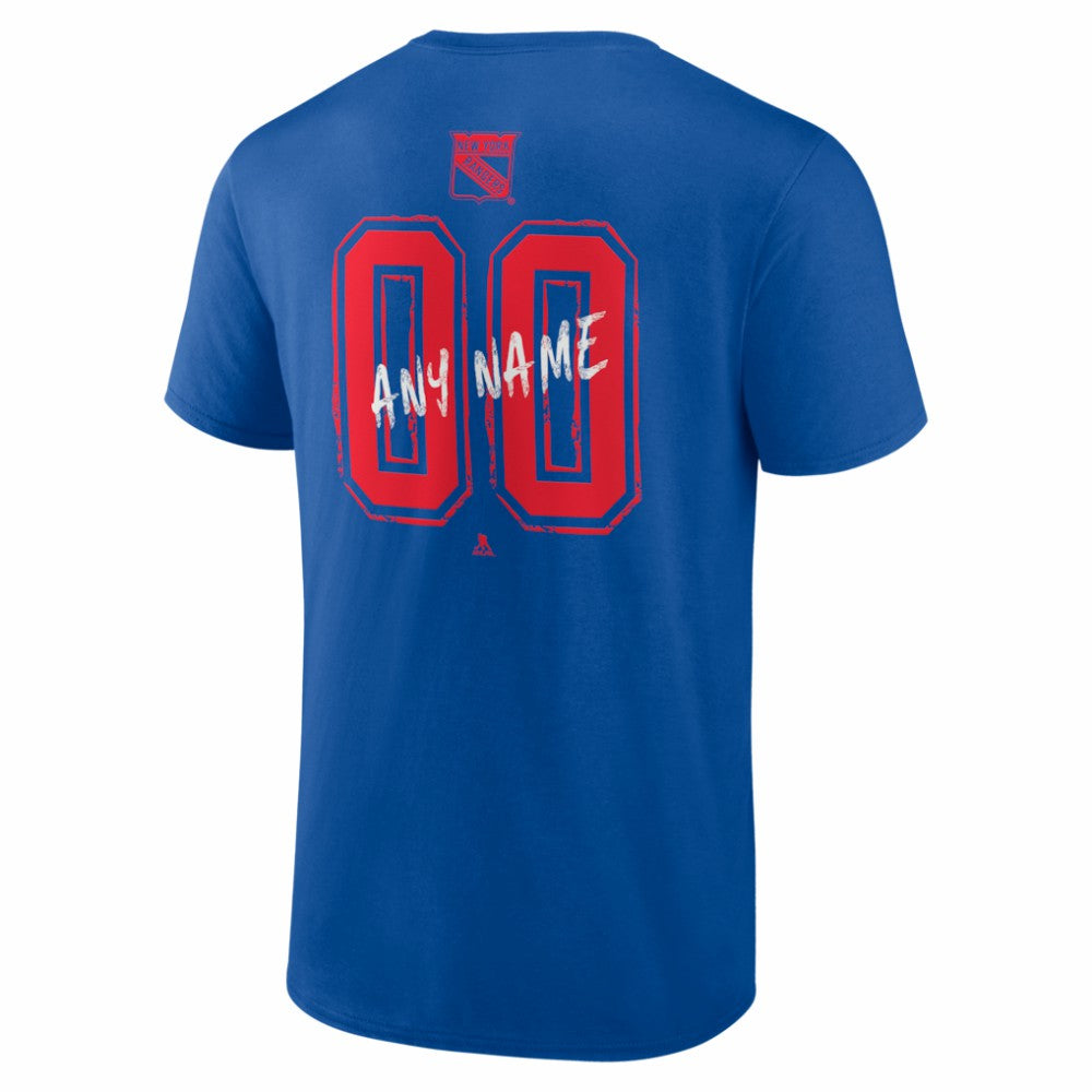 New York Rangers Hustle Personalized Name & Number T-Shirt - Blue - NHL