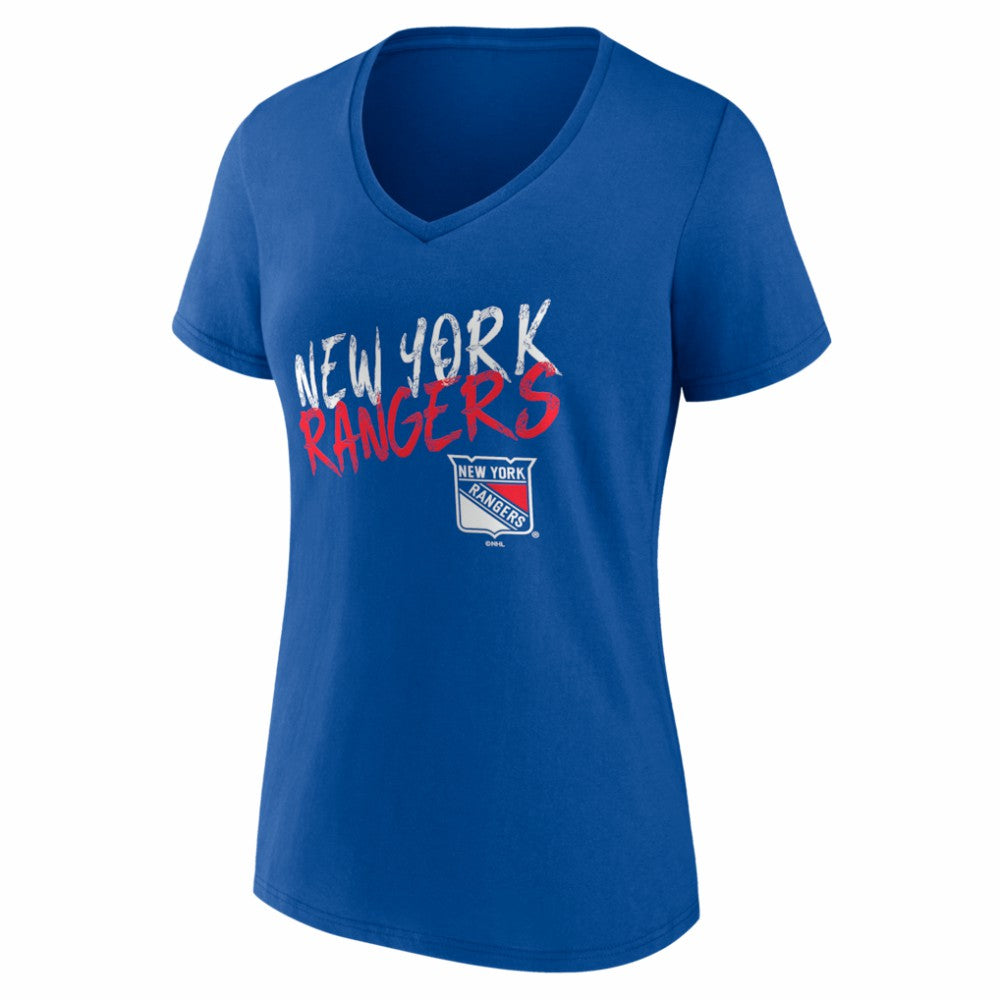 New York Rangers Women's Hustle Personalized Name & Number V-Neck T-Shirt - Blue - NHL
