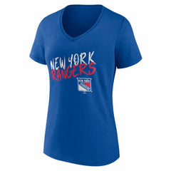 New York Rangers Women's Hustle Personalized Name & Number V-Neck T-Shirt - Blue - NHL