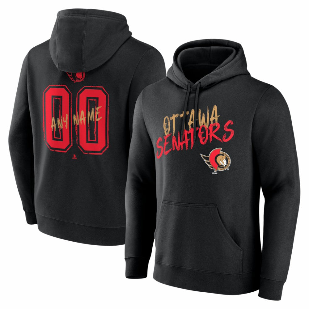 Ottawa Senators Big & Tall Hustle Personalized Name & Number Hoodie - Black - NHL