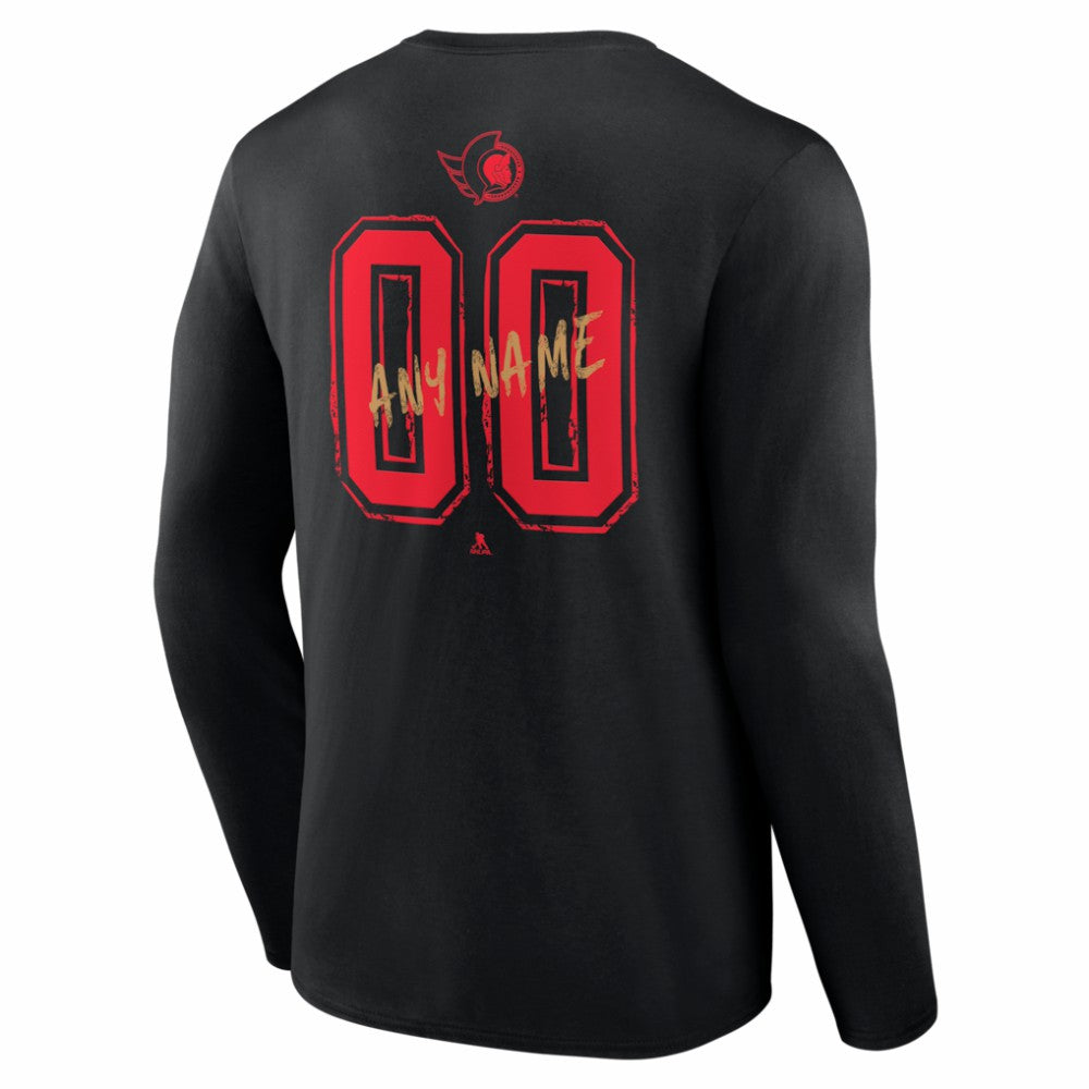 Ottawa Senators Hustle Personalized Name & Number Long Sleeve T-Shirt - Black - NHL