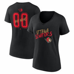 Ottawa Senators Women's Hustle Personalized Name & Number V-Neck T-Shirt - Black - NHL