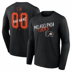 Philadelphia Flyers Hustle Personalized Name & Number Long Sleeve T-Shirt - Black - NHL