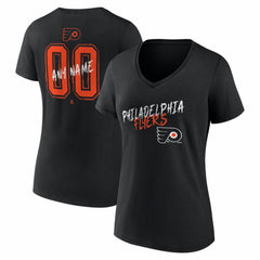 Philadelphia Flyers Women's Hustle Personalized Name & Number V-Neck T-Shirt - Black - NHL