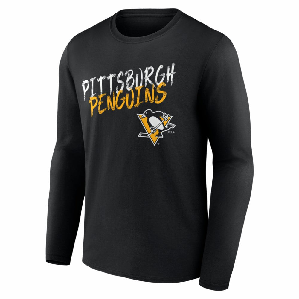 Pittsburgh Penguins Hustle Personalized Name & Number Long Sleeve T-Shirt - Black - NHL