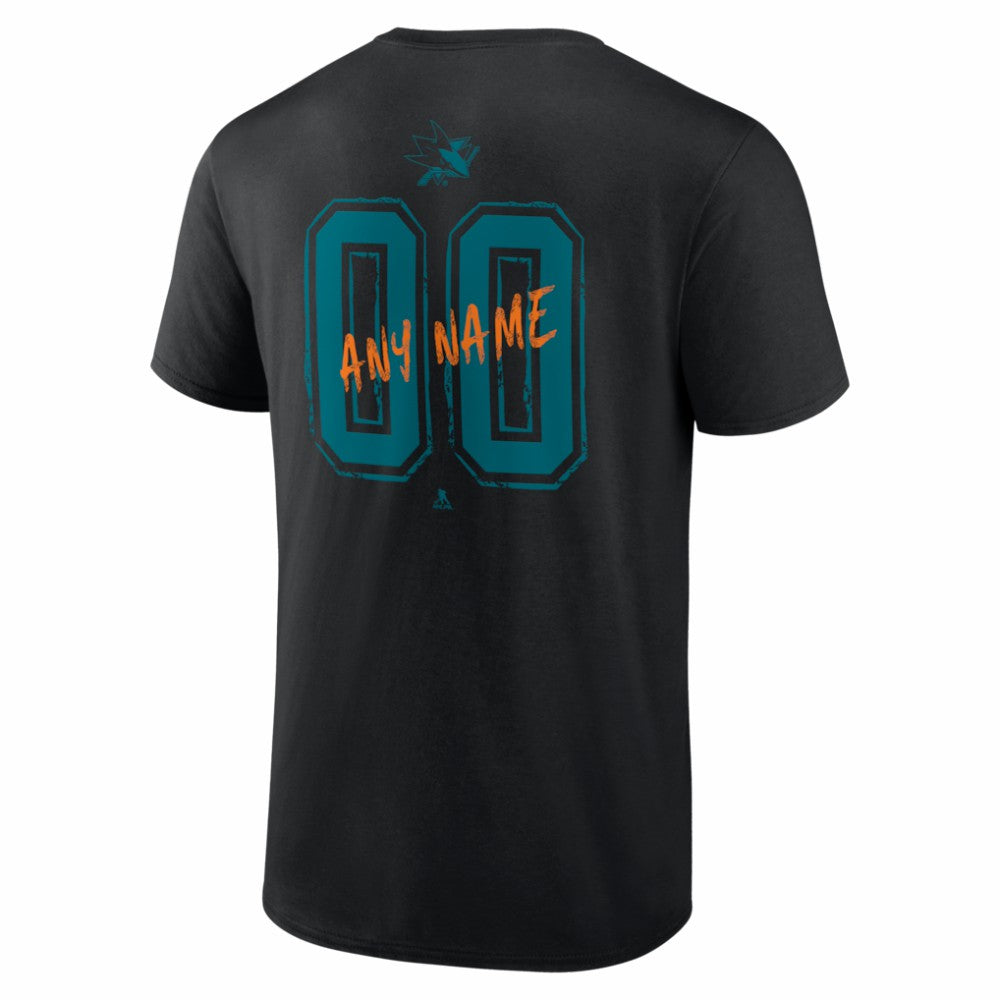 San Jose Sharks Big & Tall Hustle Personalized Name & Number T-Shirt - Black - NHL