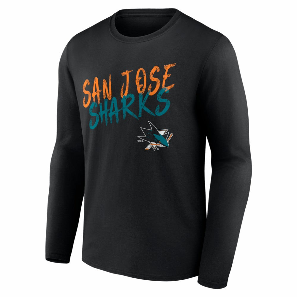 San Jose Sharks Hustle Personalized Name & Number Long Sleeve T-Shirt - Black - NHL
