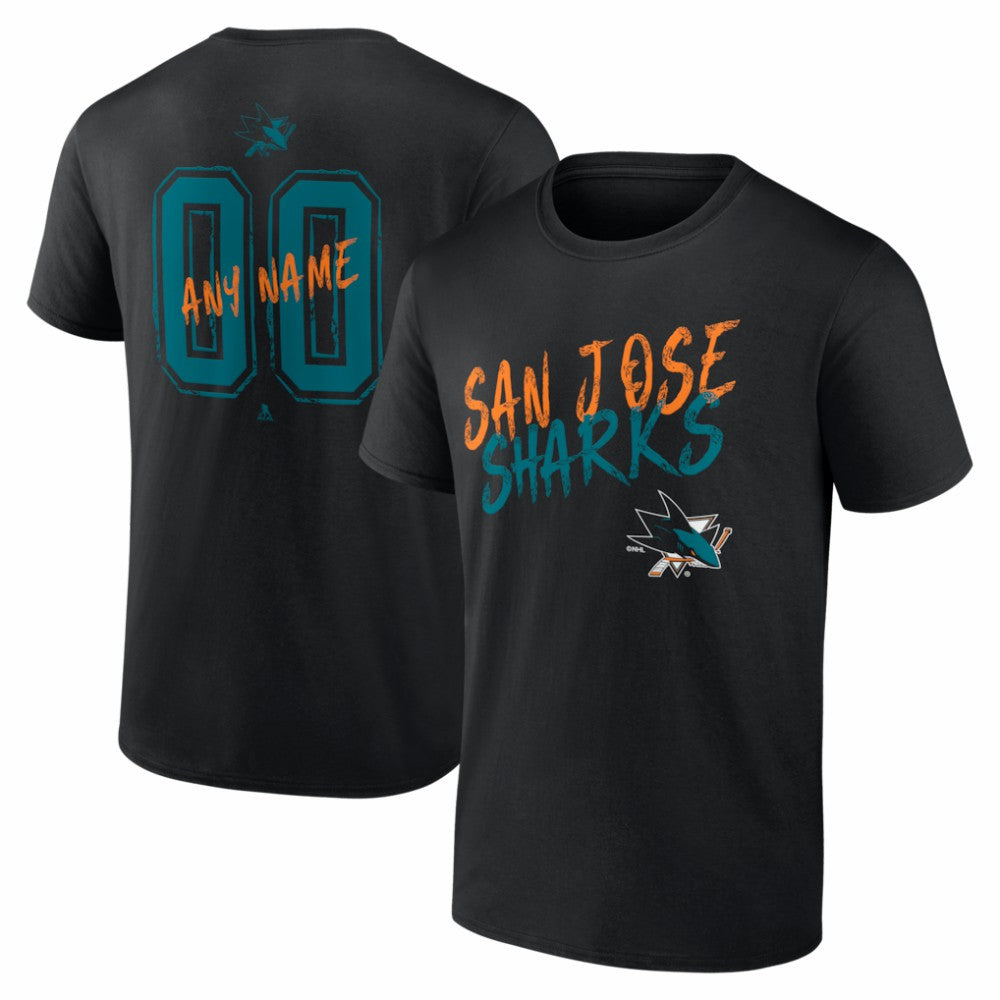 San Jose Sharks Hustle Personalized Name & Number T-Shirt - Black - NHL