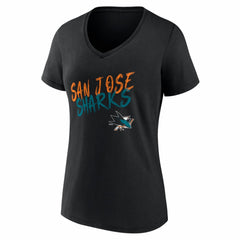 San Jose Sharks Women's Hustle Personalized Name & Number V-Neck T-Shirt - Black - NHL