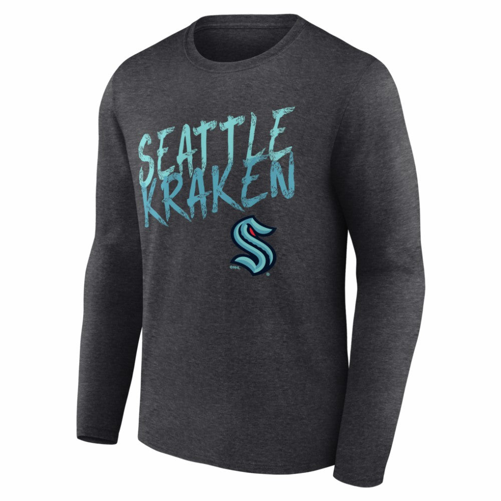Seattle Kraken Hustle Personalized Name & Number Long Sleeve T-Shirt - Charcoal - NHL