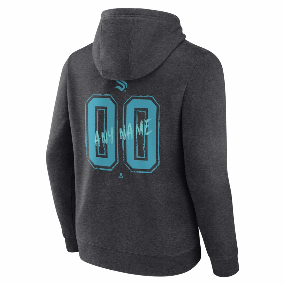 Seattle Kraken Hustle Personalized Name & Number Hoodie - Charcoal - NHL