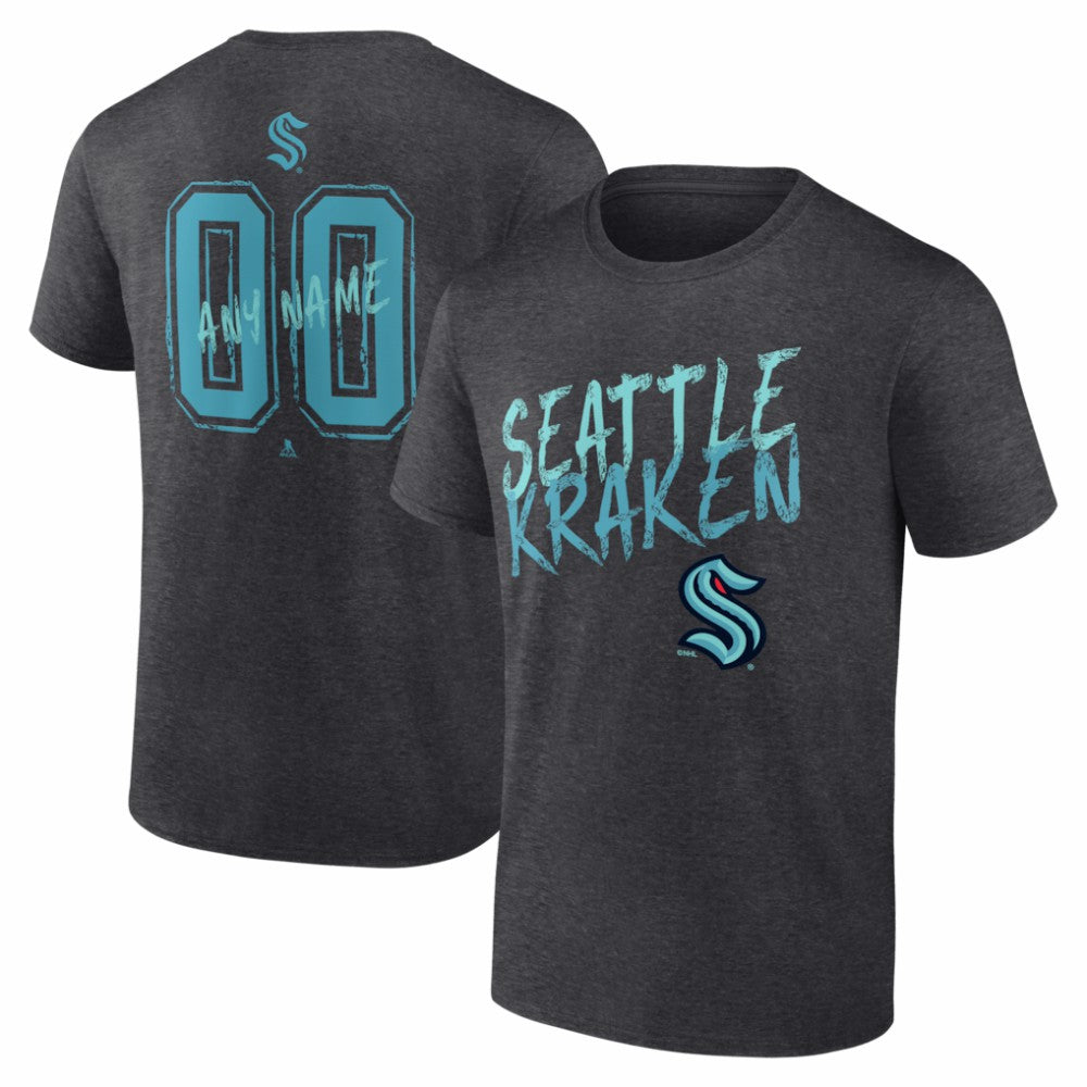 Seattle Kraken Hustle Personalized Name & Number T-Shirt - Charcoal - NHL