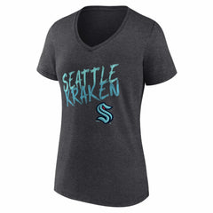 Seattle Kraken Women's Hustle Personalized Name & Number V-Neck T-Shirt - Charcoal - NHL
