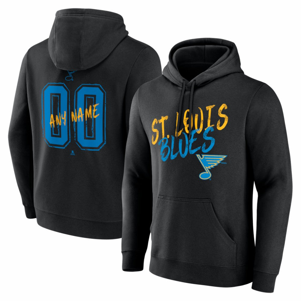 St. Louis Blues Big & Tall Hustle Personalized Name & Number Hoodie - Black - NHL