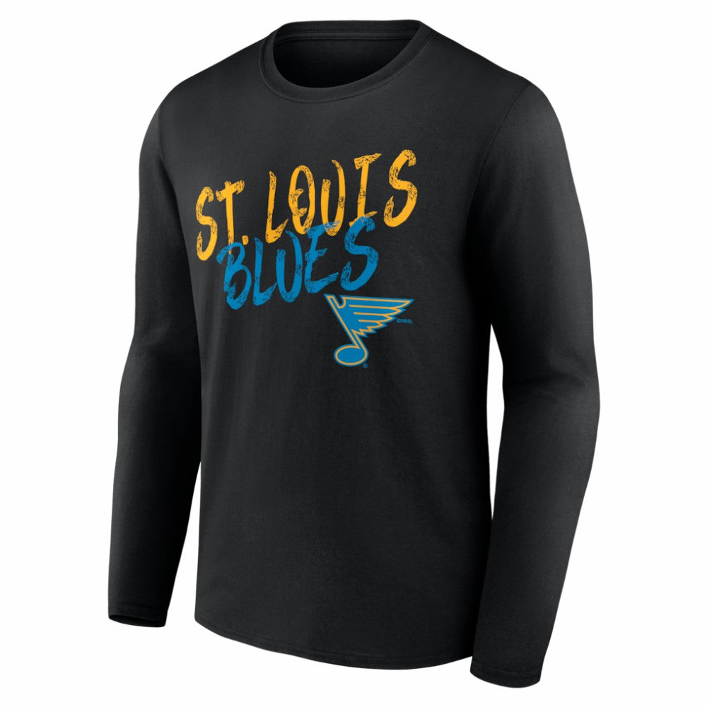 St. Louis Blues Hustle Personalized Name & Number Long Sleeve T-Shirt - Black - NHL