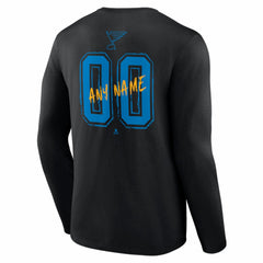 St. Louis Blues Hustle Personalized Name & Number Long Sleeve T-Shirt - Black - NHL