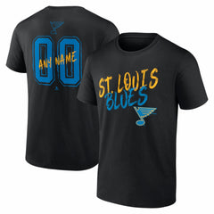 St. Louis Blues Hustle Personalized Name & Number T-Shirt - Black - NHL