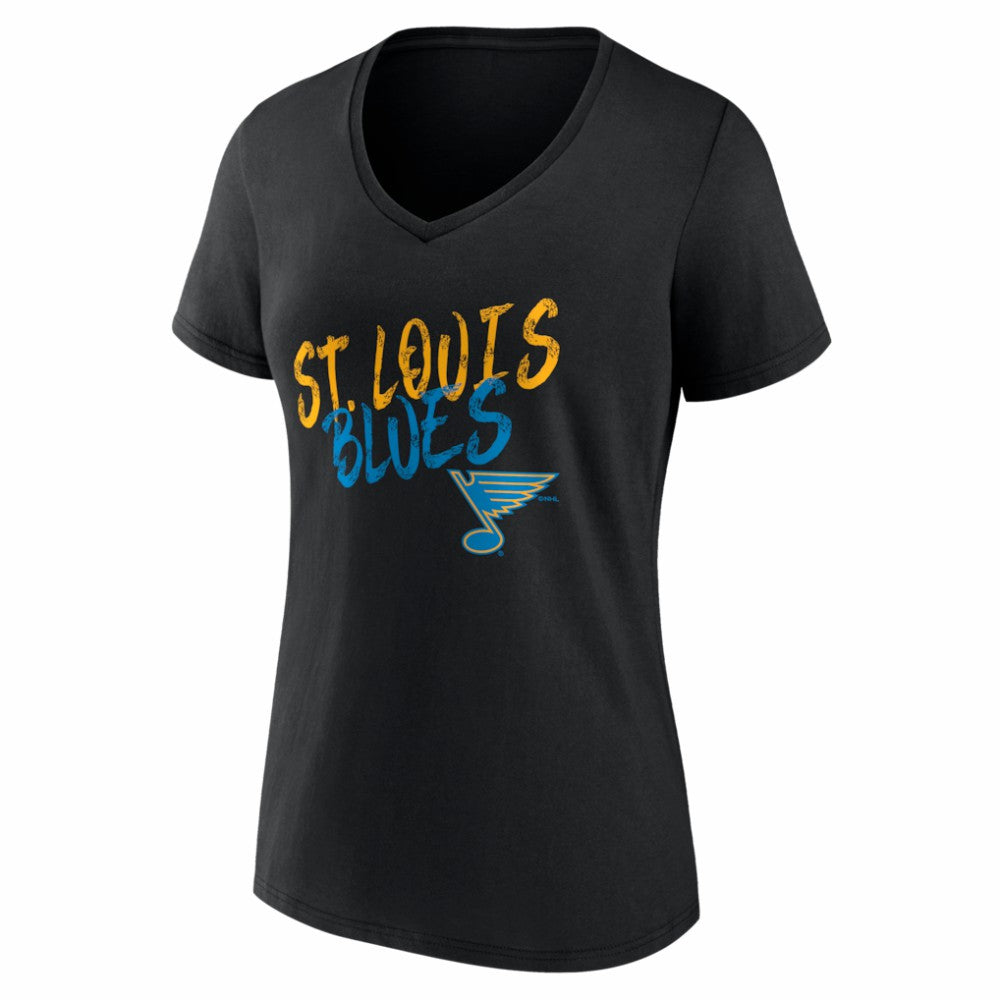 St. Louis Blues Women's Hustle Personalized Name & Number V-Neck T-Shirt - Black - NHL