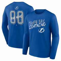 Tampa Bay Lightning Hustle Personalized Name & Number Long Sleeve T-Shirt - Blue - NHL